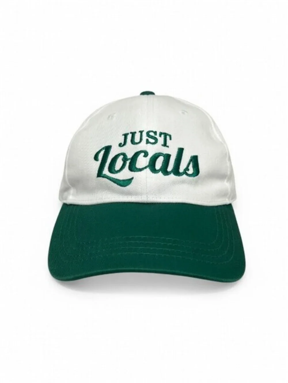 Just Locals Green White Embroidered Adjustable Dad Hat